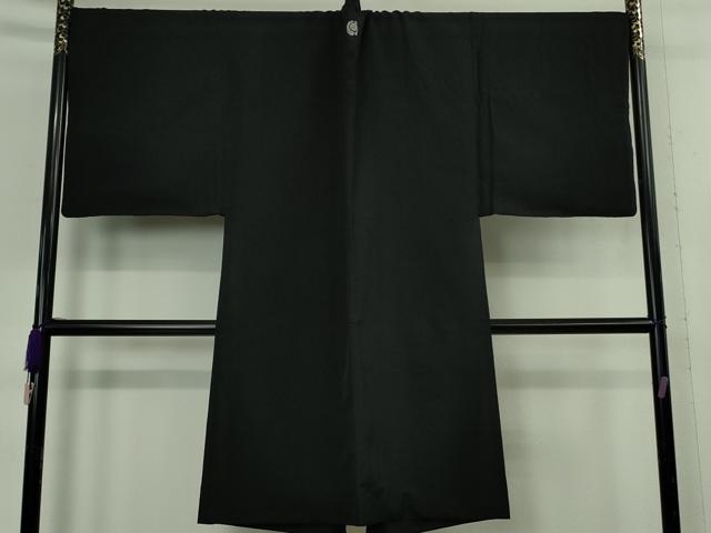 平和屋本店●極上　男性　銀座もとじ　黒紋付き　長羽織セット　キングサイズ　御召縮緬　逸品　DZAB8666kh6
