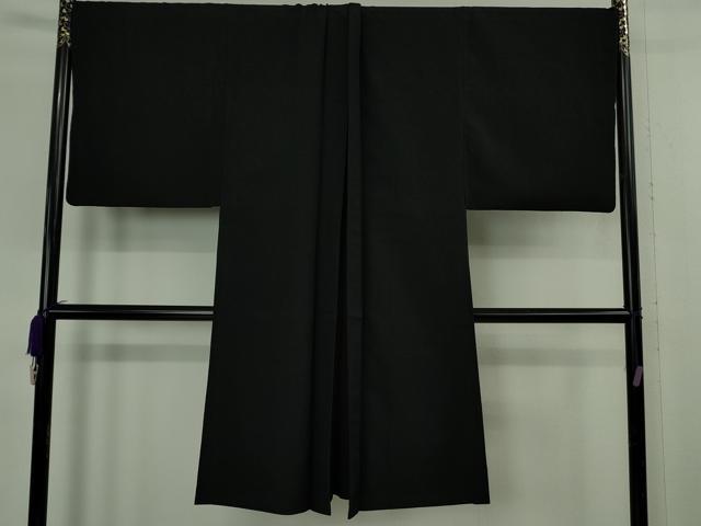 平和屋本店●極上　男性　銀座もとじ　黒紋付き　長羽織セット　キングサイズ　御召縮緬　逸品　DZAB8666kh6