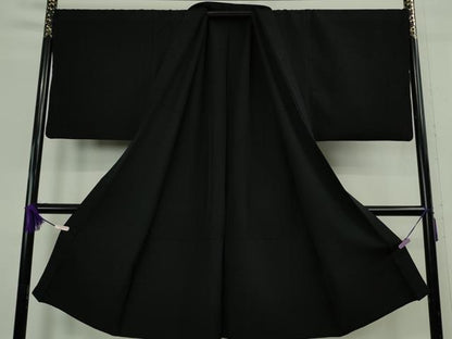 平和屋本店●極上　男性　銀座もとじ　黒紋付き　長羽織セット　キングサイズ　御召縮緬　逸品　DZAB8666kh6