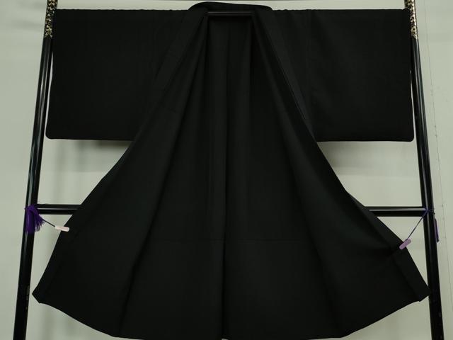 平和屋本店●極上　男性　銀座もとじ　黒紋付き　長羽織セット　キングサイズ　御召縮緬　逸品　DZAB8666kh6