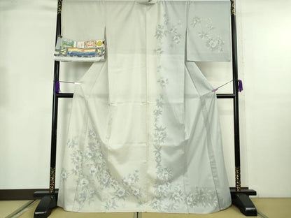 平和屋本店＊極上 夏物 本場縞大島紬 夏大島 訪問着 古代染色純植物染 ウコン 草花文 大島紬美術館謹製 証紙付き ロング丈 逸品DZAB8674kh6