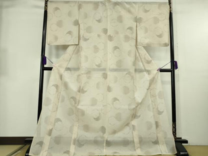 平和屋着物＊極上　夏物　結城紬　夏結城　雪輪重ね　亜麻色地　ロング丈　逸品　DZAB8677kh6