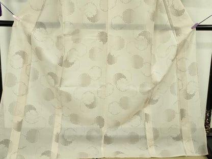 平和屋着物＊極上　夏物　結城紬　夏結城　雪輪重ね　亜麻色地　ロング丈　逸品　DZAB8677kh6