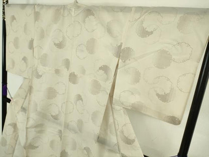 平和屋着物＊極上　夏物　結城紬　夏結城　雪輪重ね　亜麻色地　ロング丈　逸品　DZAB8677kh6