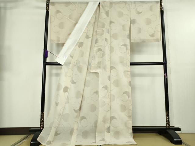 平和屋着物＊極上　夏物　結城紬　夏結城　雪輪重ね　亜麻色地　ロング丈　逸品　DZAB8677kh6