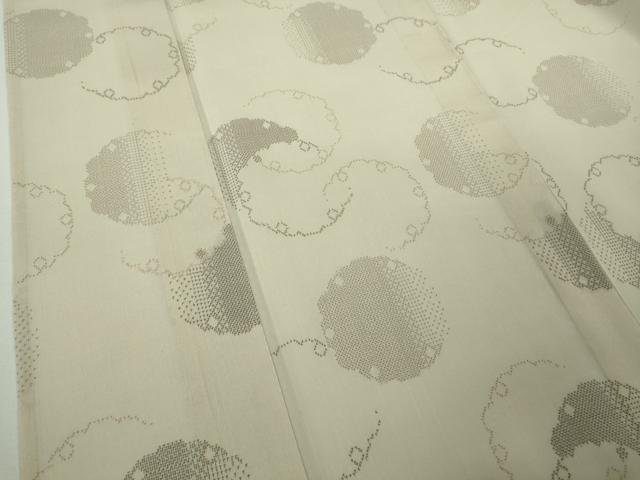 平和屋着物＊極上　夏物　結城紬　夏結城　雪輪重ね　亜麻色地　ロング丈　逸品　DZAB8677kh6