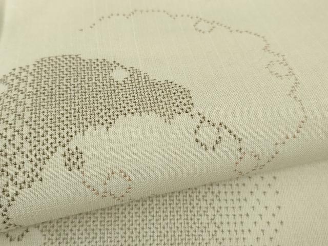 平和屋着物＊極上　夏物　結城紬　夏結城　雪輪重ね　亜麻色地　ロング丈　逸品　DZAB8677kh6