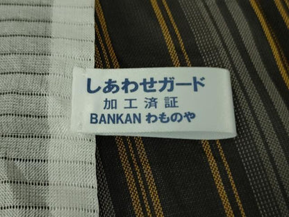 平和屋本店＊希少 夏物 本場黄八丈 夏黄八 黒八丈 紗紬 伝統工芸士 西條吉広　BANKANわものや　縞　証紙付き　ロング丈　逸品　DZAB8680kh6