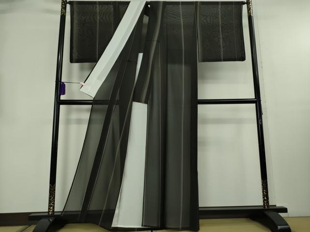 平和屋本店＊希少　夏物　本場黄八丈　夏黄八　黒八丈　紗紬　伝統工芸士　西條吉広　間道　証紙付き　逸品　DZAB8681kh6
