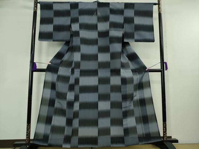 平和屋着物＊極上　夏物　伝統工芸士　七代目　吉澤与市　明石ちぢみ　市松文様　証紙付き　逸品　未使用　DZAB8684kh6