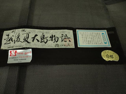 平和屋着物＊極上　夏物　越後夏大島物語　伝統工芸士　白川貞夫　9マルキ　十日町白新染織謹製　証紙付き　逸品　DZAB8686kh6