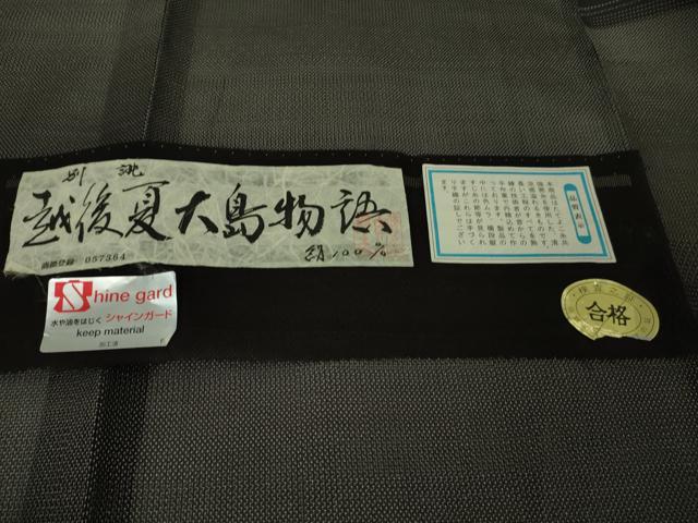 平和屋着物＊極上　夏物　越後夏大島物語　伝統工芸士　白川貞夫　9マルキ　十日町白新染織謹製　証紙付き　逸品　DZAB8686kh6