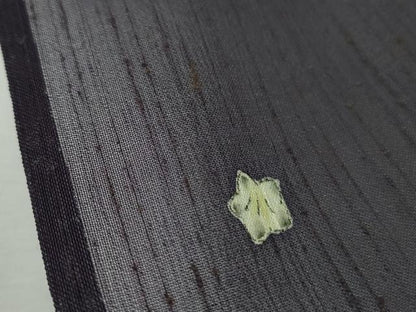平和屋着物＊極上　夏物　小紋　ぜんまい紬　手描き　草花丸文　葵　深紫色地　逸品　未使用　DZAB8687kh6