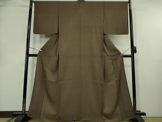 平和屋着物＊極上　夏物　色無地　菱紋紗　赤墨色　逸品　DZAB8690kh6