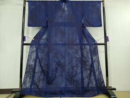 平和屋着物＊極上　夏物　小紋　紗　霞文　紺青色地　逸品　未使用　DZAB8692kh6