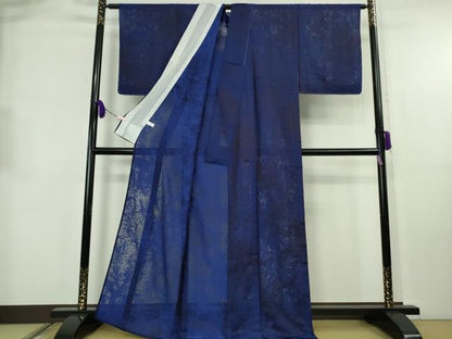 平和屋着物＊極上　夏物　小紋　紗　霞文　紺青色地　逸品　未使用　DZAB8692kh6