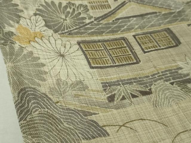 平和屋本店▽極上　染織の名門　しょうざん  生紬　単衣　風景花文　金彩　逸品　未使用　DZAB8694kh6