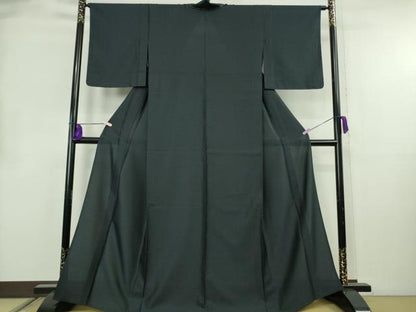 平和屋着物▽極上 お召 単衣 千鳥格子 黒×青褐色 逸品 未使用 DZAB8695kh6