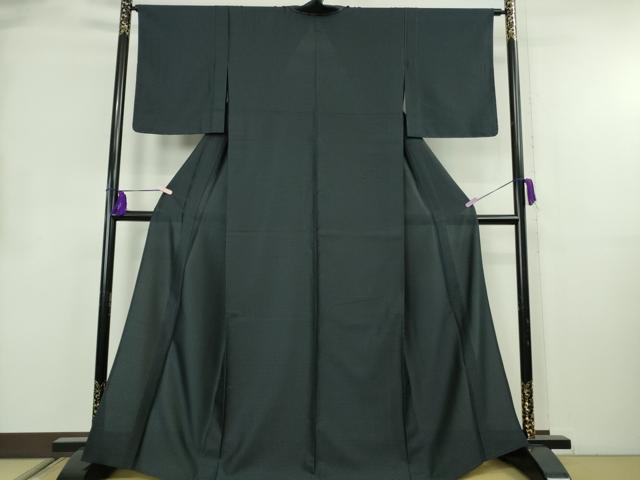 平和屋着物▽極上 お召 単衣 千鳥格子 黒×青褐色 逸品 未使用 DZAB8695kh6