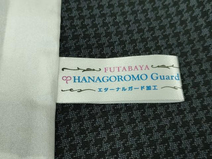 平和屋着物▽極上 お召 単衣 千鳥格子 黒×青褐色 逸品 未使用 DZAB8695kh6
