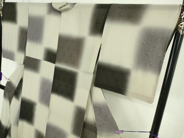 平和屋本店＊極上　夏物　小紋　絞り　変わり市松　逸品　DZAB8697kh6