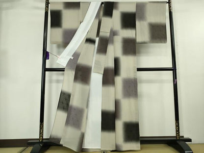 平和屋本店＊極上　夏物　小紋　絞り　変わり市松　逸品　DZAB8697kh6