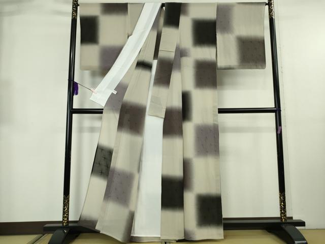 平和屋本店＊極上　夏物　小紋　絞り　変わり市松　逸品　DZAB8697kh6