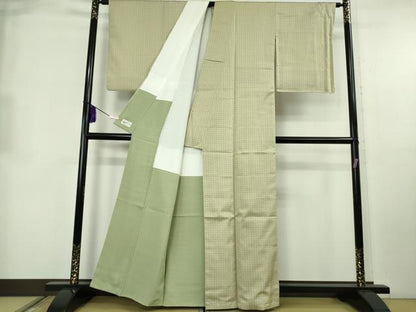 平和屋着物●極上　お召　小花文　亜麻色地　やまと誂製　逸品　未使用　DZAB8707kh6