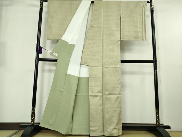 平和屋着物●極上　お召　小花文　亜麻色地　やまと誂製　逸品　未使用　DZAB8707kh6