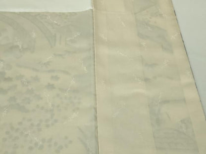 平和屋着物●極上　訪問着　紬地　藍　渡橋風景文　逸品　DZAB8712kh6