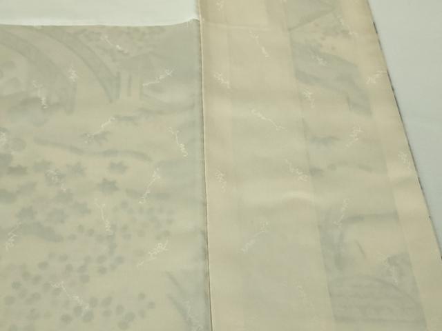 平和屋着物●極上　訪問着　紬地　藍　渡橋風景文　逸品　DZAB8712kh6