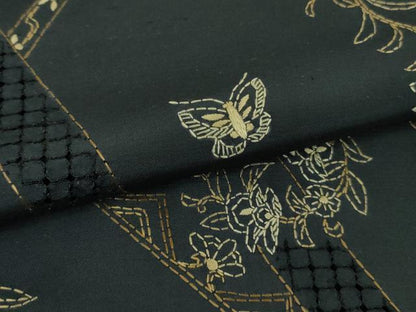 平和屋着物●極上　中国三大刺繍　スワトウ刺繍　汕頭刺繍　刺し子　総刺繍　本場大島紬　舞蝶更紗花文　逸品　DZAB8713kh6