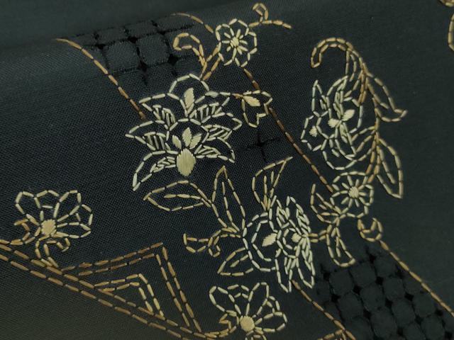 平和屋着物●極上　中国三大刺繍　スワトウ刺繍　汕頭刺繍　刺し子　総刺繍　本場大島紬　舞蝶更紗花文　逸品　DZAB8713kh6