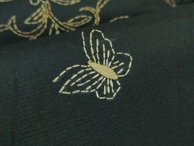 平和屋着物●極上　中国三大刺繍　スワトウ刺繍　汕頭刺繍　刺し子　総刺繍　本場大島紬　舞蝶更紗花文　逸品　DZAB8713kh6