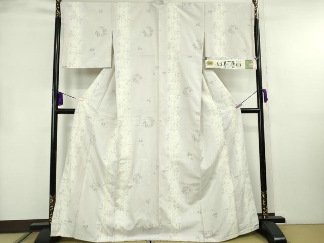 平和屋着物●極上　結城紬　80亀甲　南天唐草間道　薄い白藤色地　証紙付き　逸品　DZAB8715kh6