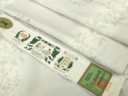 平和屋着物●極上　結城紬　80亀甲　南天唐草間道　薄い白藤色地　証紙付き　逸品　DZAB8715kh6