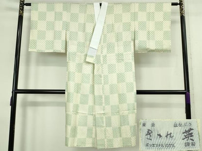 平和屋着物●洗える最高級着物　＜英＞はなぶさ謹製　長襦袢　無双仕立て　市松文様　逸品　未使用　DZAB8719kh6