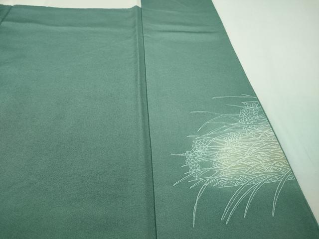 平和屋本店●極上　訪問着　総手刺繍　稲穂に雀　錆浅葱色地　金糸　やまと誂製　逸品　DZAB8721kh6