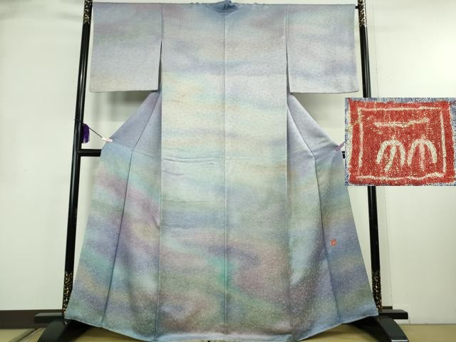 平和屋本店●最高級　初代　久保田一竹　幻の辻が花　訪問着　暈し染め　金通し地　逸品　DZAB8723kh6