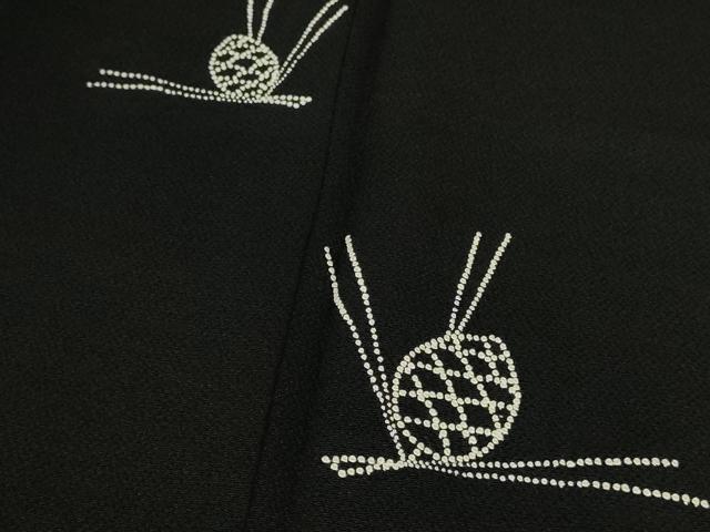 平和屋本店●極上　京都祇園の老舗 ぎをん齋藤　中国三大刺繍 相良刺繍 総刺繍　訪問着　松ぼっくり　黒地　鬼しぼ縮緬　逸品　DZAB8724kh6