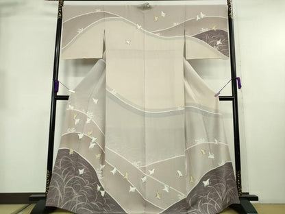 平和屋本店●極上　訪問着　友禅　作家物　立波に千鳥　逸品　DZAB8726kh6