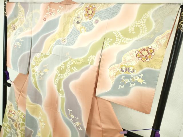 平和屋本店●極上　創業460年・千總　訪問着　駒刺繍　道長正倉院花文　暈し染め　金彩　逸品　DZAB8728kh6