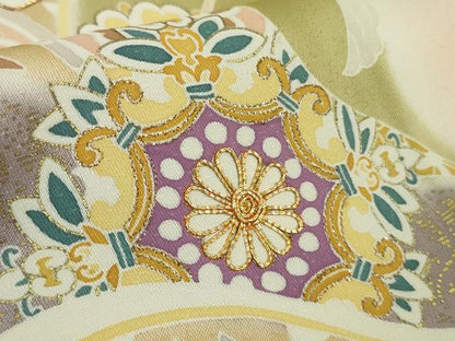 平和屋本店●極上　創業460年・千總　訪問着　駒刺繍　道長正倉院花文　暈し染め　金彩　逸品　DZAB8728kh6