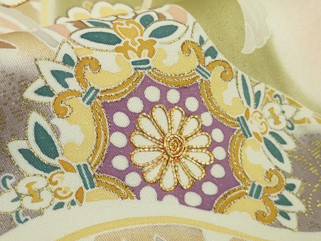 平和屋本店●極上　創業460年・千總　訪問着　駒刺繍　道長正倉院花文　暈し染め　金彩　逸品　DZAB8728kh6
