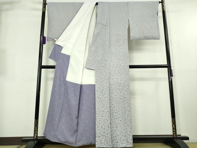 平和屋本店●極上　 人間国宝　小宮康孝　江戸小紋　訪問着　鮫小紋柄　散らし文　藤色地　逸品　DZAB8729kh6