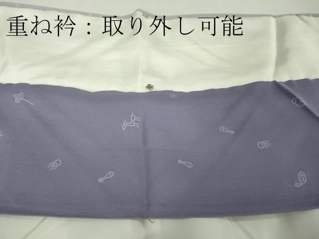 平和屋本店●極上　 人間国宝　小宮康孝　江戸小紋　訪問着　鮫小紋柄　散らし文　藤色地　逸品　DZAB8729kh6