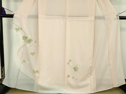 平和屋着物＊極上　夏物　訪問着　絽　駒刺繍　蔦の葉花文　暈し染め　柿洗色地　金彩　逸品　DZAB8731kh6