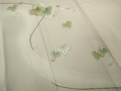 平和屋着物＊極上　夏物　訪問着　絽　駒刺繍　蔦の葉花文　暈し染め　柿洗色地　金彩　逸品　DZAB8731kh6