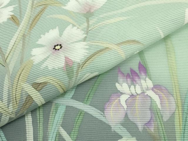 平和屋本店＊極上　夏物　訪問着　絽　手描き　草花文　白緑色地　暈し染め　逸品　未使用　DZAB8732kh6