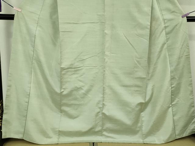 平和屋本店●極上 国指定重要無形文化財 本場久米島紬 浜里スミ作 手織 草木染 ウージ染 背抜き仕立て 柳鼠色 証紙付き　逸品　DZAB8735kh6